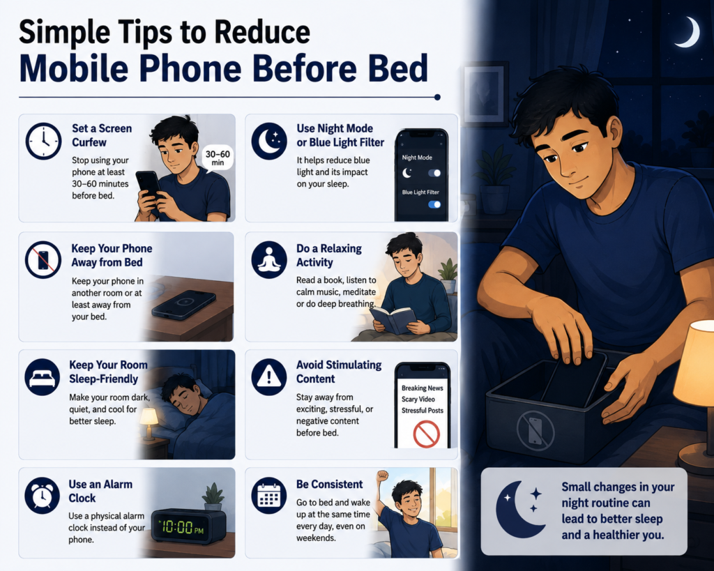 Simple tips to reduce mobile phone before bed